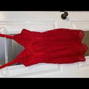 Missguided Red Lace Bodycon Dress